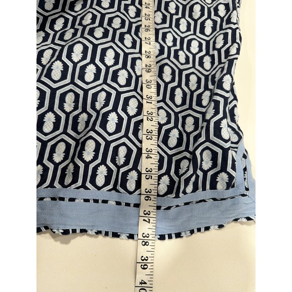 Crown & Ivy Curvy 3X Linen Tunic Dress Navy White Pineapple Print Split Neck - Picture 7 of 7